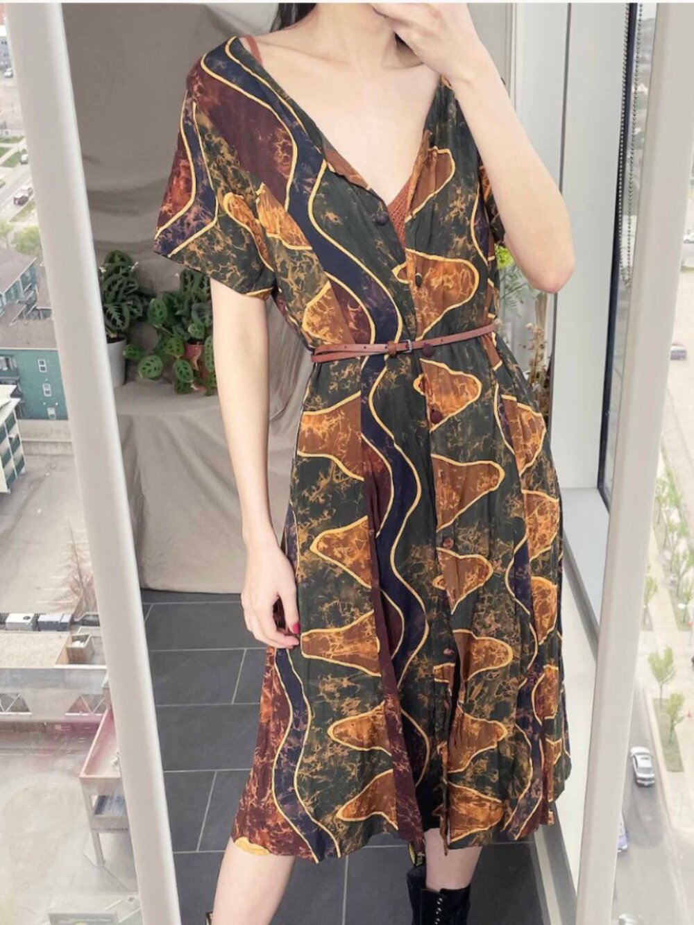 Tie Dye Rayon Hippie Boho Dress: 90s Festival Maxi